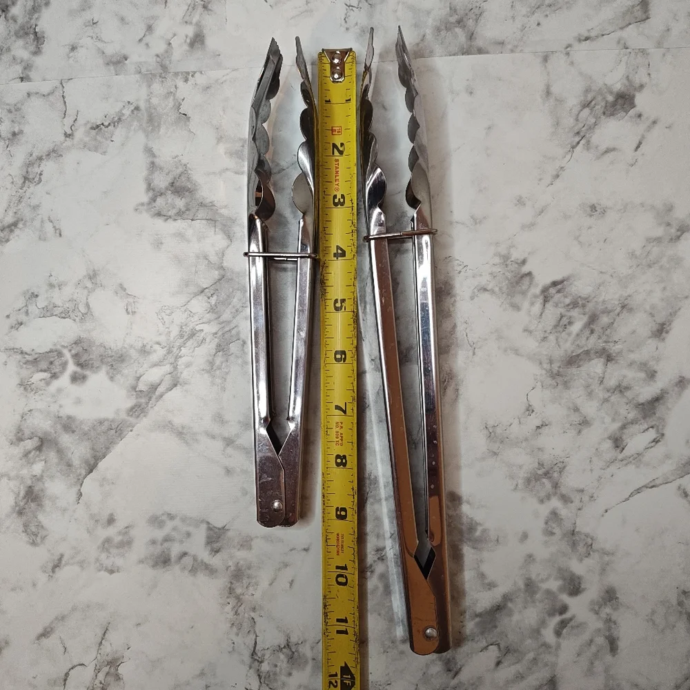 Set of 2 Stainless Steel Kitchen Tongs Grill Chefstyle